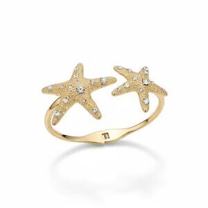 And Now This Gold Starfish Cuff Bracelet CZ